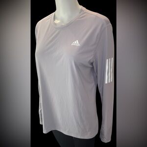 ADIDAS long sleeve light weight women’s running stripe shirt top Purple Size L